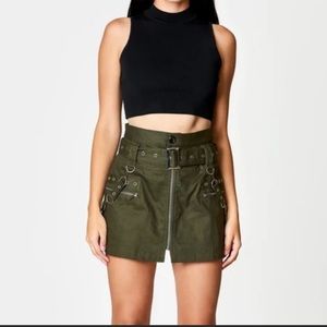 Carmar LF Belted Zip Skirt with Grommets & Suspenders